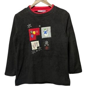 vintage 90s 2000s snowman snowflakes Christmas Fleece grandma core sweatshirt